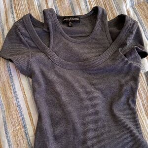 Almost Famous Charcoal Ribbed Tank Top